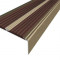 Алюминиевый противоскользящий угловой порог 70х22 мм с резиновыми вставками АУ-70-Анод шампань-темно-коричневый 3 м