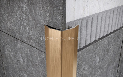 Нержавеющий уголок стальной с загнутыми краями 50х50 мм FD 50 GS золото сатинированное 300 см