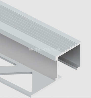 Алюминиевый П-образный профиль закладной с рифлением 20х12 мм PV52-00 натуральный 2,7 м