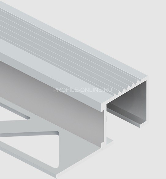 Алюминиевый П-образный профиль закладной с рифлением 20х12 мм PV52-00 натуральный 2,7 м