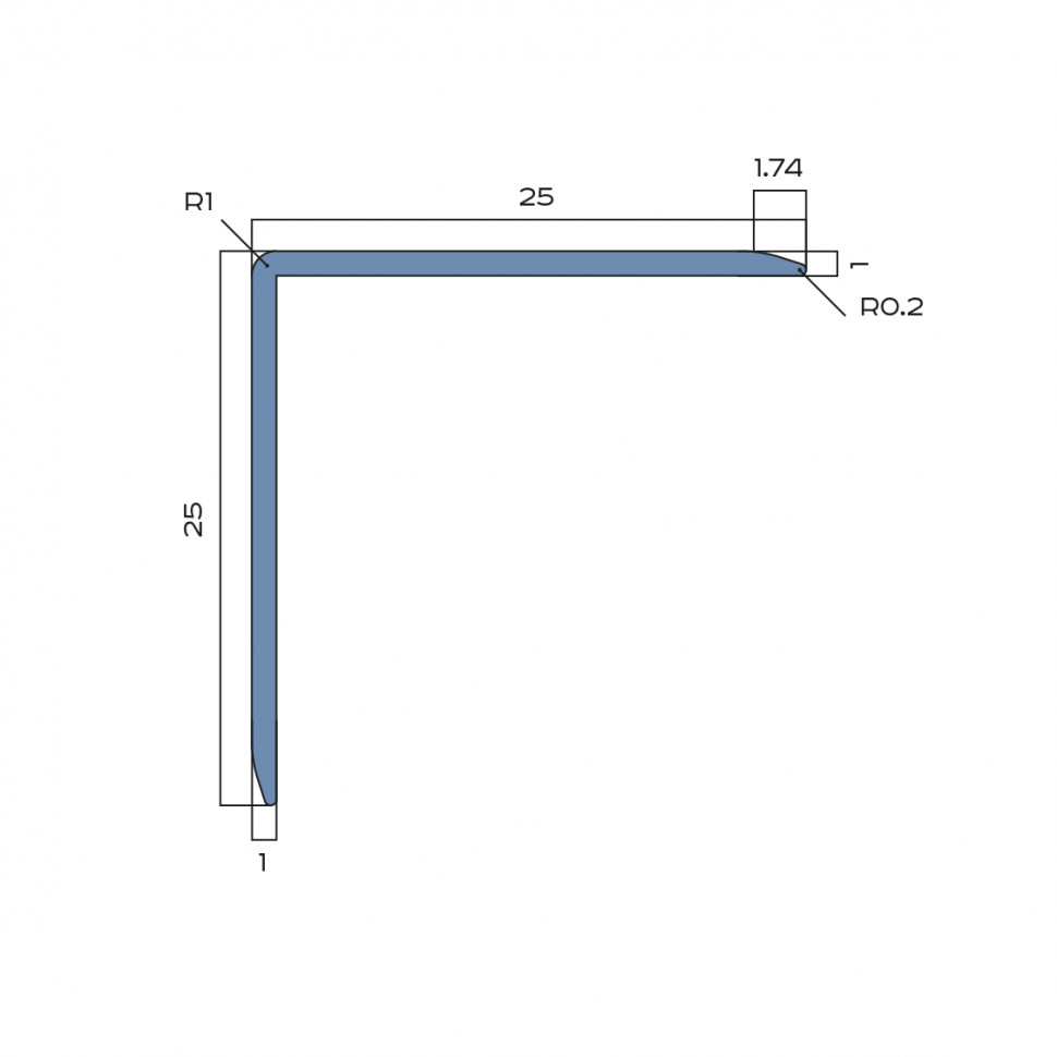 Уголок из алюминия 25х25 мм NEEXY PV64-46 BBL-D черный блестящий браш 2.7 м