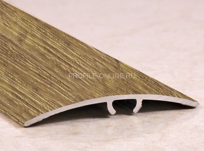 Алюминиевый порог разноуровневый ламинированный 41 мм ПО-41 203 Дуб тёмный 2,7 м