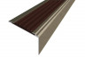 Алюминиевый угловой противоскользящий порог с резиновой вставкой 20х38 мм АУ-38-Анод шампань-темно-коричневый 2,7 м