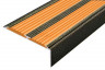 Алюминиевый противоскользящий угловой порог 70х22 мм с резиновыми вставками АУ-70-Антик бронза-оранжевый 3 м