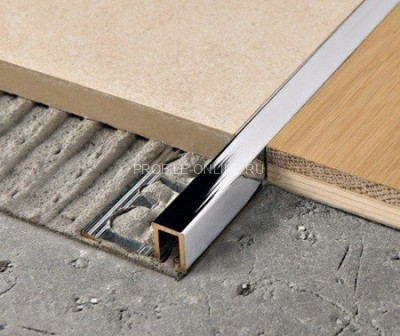 Латунный П-профиль закладной 8 мм Progress Profiles PRFOC 8 хром 2,7 м