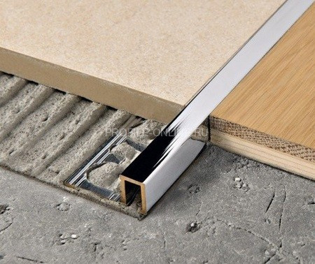 Латунный П-профиль закладной 8 мм Progress Profiles PRFOC 8 хром 2,7 м