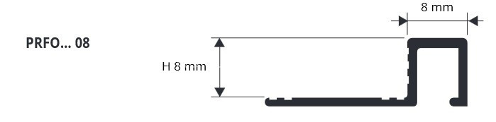 Латунный П-профиль закладной 8 мм Progress Profiles PRFOC 8 хром 2,7 м