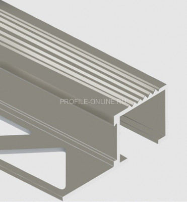 Алюминиевый П-образный профиль закладной с рифлением 20х12 мм PV52-01 полированный 2,7 м