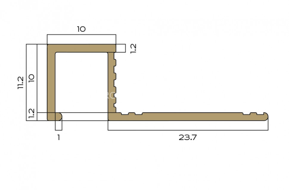 Латунный П-образный профиль закладной 10х10 мм NEEXY PVL31-03 BAO брашированный 2.7м