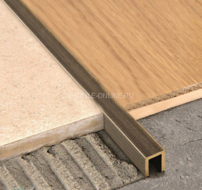 Латунный П-профиль 10х10 мм ЛП-10х10 старая бронза 2,7 м