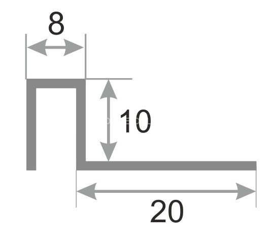 П-профиль закладной из нержавеющей стали SB017-10H серебро глянец 2,7 м