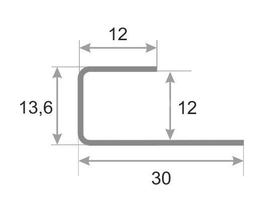 Окантовочный П-профиль нержавеющая сталь SB166-1B-12H серебро глянец браш 2,7 м