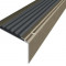 Алюминиевый угловой противоскользящий порог с резиновой вставкой 20х38 мм АУ-38-Анод шампань-черный 2,7 м