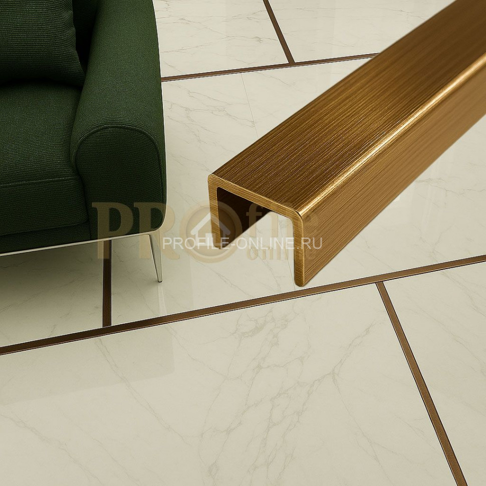 Латунный П-профиль PU 10 OA 10х10х10 антик 2,7м