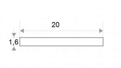 Алюминиевая полоса 20 мм серебристый муар (толщина полосы 1,6 мм) 2,5м