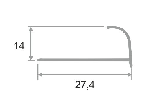 С-профиль алюминиевый 14 мм ПО-14 серебро глянец 2,7 м