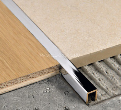 Латунный П-профиль 10х10 мм ЛП-10х10 хром полированный 2,7 м