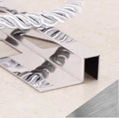 П-профиль закладной из нержавеющей стали SB017-10H серебро глянец браш 2,7 м