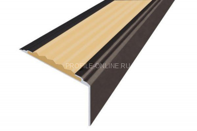 Алюминиевый угловой противоскользящий порог с резиновой вставкой 20х38 мм АУ-38-Коньяк бежевый 2,7 м