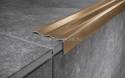 Угловой нержавеющий порог стальной 40х15 мм FCA 15 GM золото сатинированное 270 см