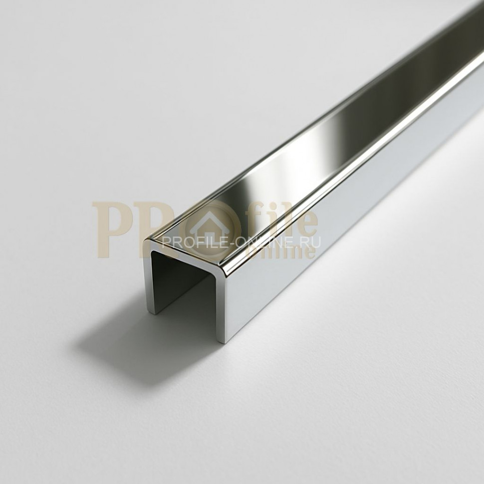 Латунный П-профиль PU 10 OC 10х10х10 хром 3м
