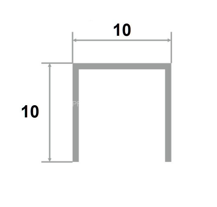 Латунный П-профиль PU 10 OC 10х10х10 хром 3м