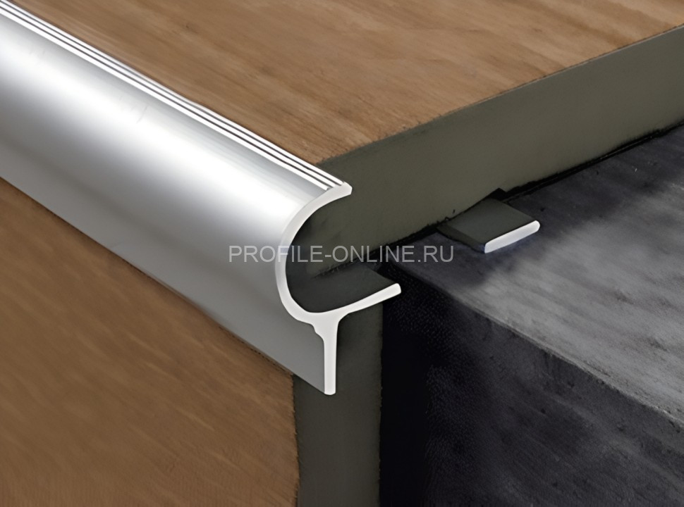 Алюминиевый F-образный профиль с рифлением округлый 10 мм PV50-00 натуральный 2,7 м