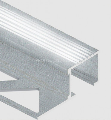 Алюминиевый П-образный профиль закладной с рифлением 20х12 мм PV52-03 серебро блестящее 2,7 м