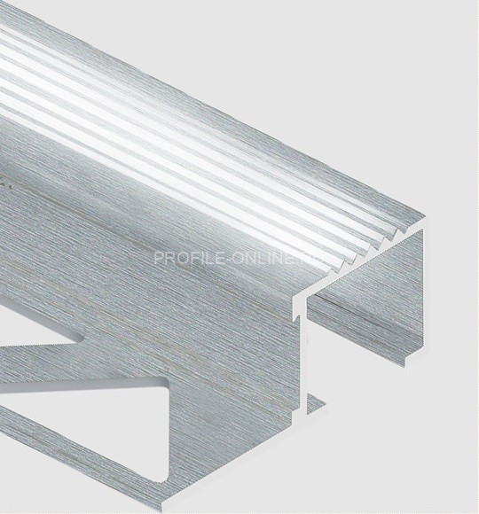 Алюминиевый П-образный профиль закладной с рифлением 20х12 мм PV52-03 серебро блестящее 2,7 м