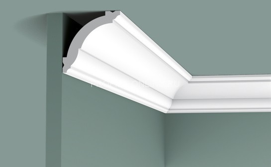Гибкий потолочный плинтус Orac Decor Duropolymer CX100F белый полистирол 69х71 мм 200 см