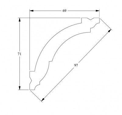 Гибкий потолочный плинтус Orac Decor Duropolymer CX100F белый полистирол 69х71 мм 200 см
