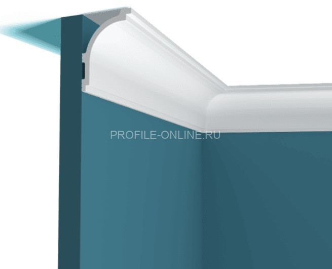 Потолочный плинтус Перфект Плюс P143 белый из ударопрочного полимера 65х90 мм 200 см