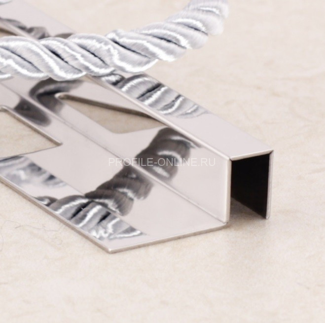 П-профиль закладной из нержавеющей стали SB017-12H серебро глянец 2,7 м