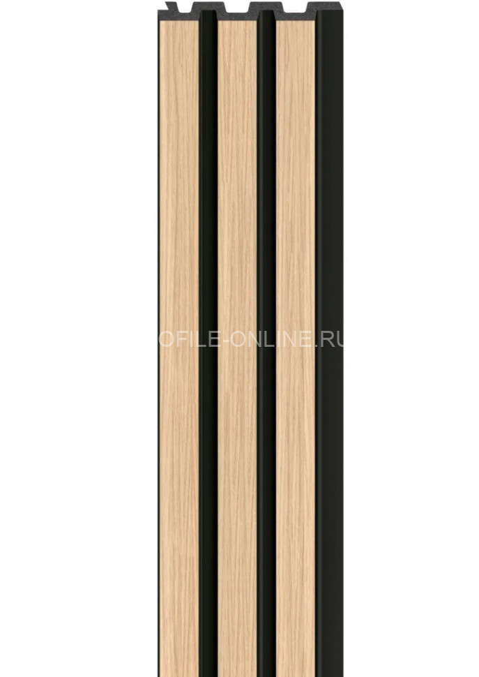 Стеновая реечная панель VOX LINERIO M-LINE дерево на черном фоне 2650х122х12 мм