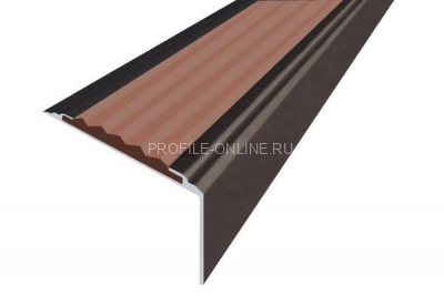 Алюминиевый угловой противоскользящий порог с резиновой вставкой 20х38 мм АУ-38-Коньяк коричневый 2,7 м