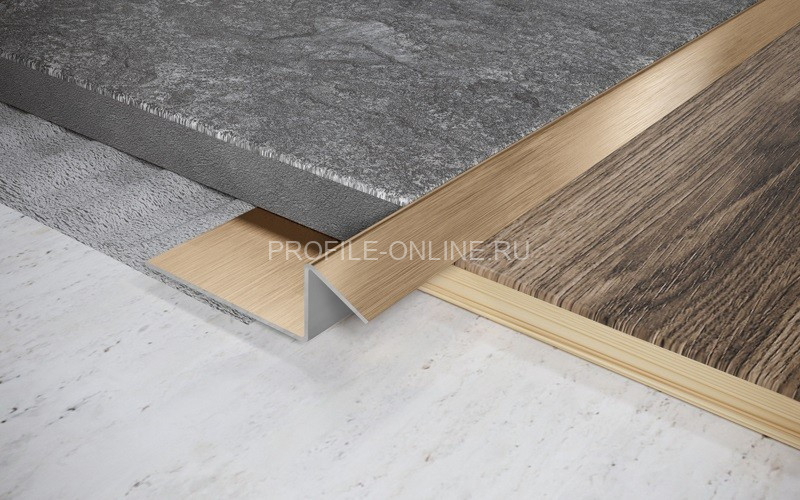 Закладной профиль из нержавеющей стали со скосом для плитки 15 мм FSG 15 GS золото сатинированное 270 см