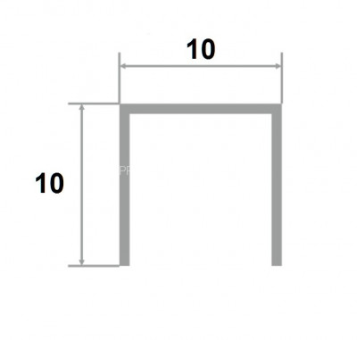 Латунный П-профиль PU 10 ON 10х10х10 полированный 3м