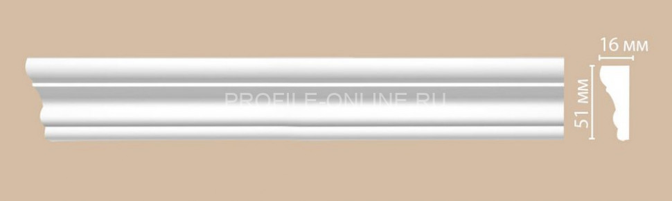 Молдинг гладкий DECOMASTER 97164F гибкий Flexible (51x16x2400) из полиуретана, белый под покраску