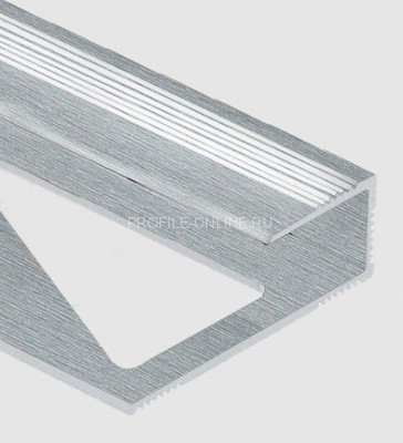 Алюминиевый П-профиль окантовочный с рифлением Panel L для ламината 10 мм PV59-03 серебро блестящее 2,7 м