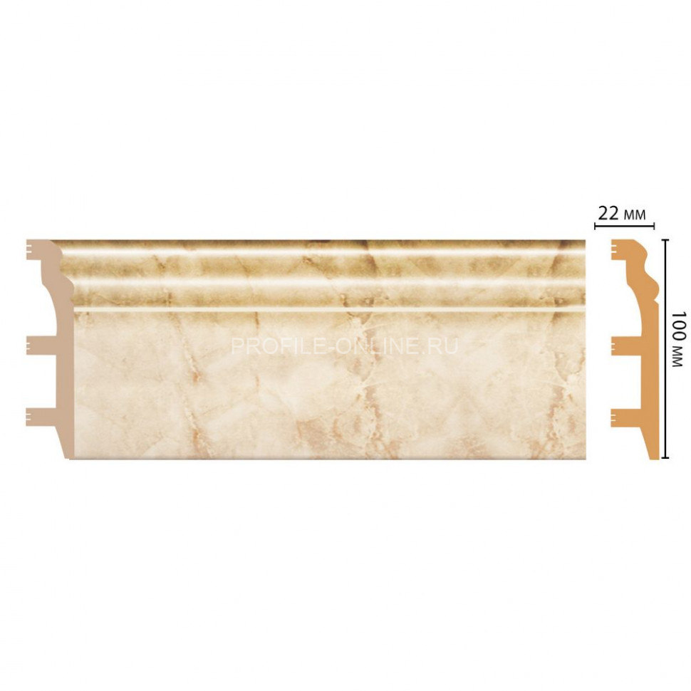 Плинтус напольный Мрамор бежевый DECOMASTER D232-80ДМ (100x22x2400)