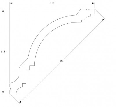 Гибкий потолочный плинтус Orac Decor Duropolymer CX106F белый полистирол 118х117 мм 200 см