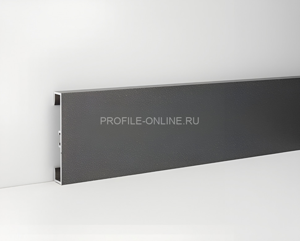 Плинтус брусок для пола из алюминия 60 мм Евротрим C-60 4037.05 черный 295 см