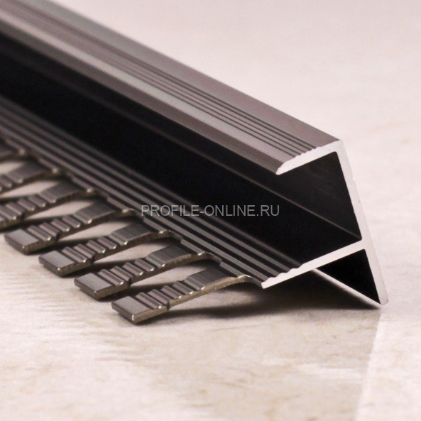 Алюминиевый F-профиль 10 мм ПФ-11 бронза глянец 2,7 м