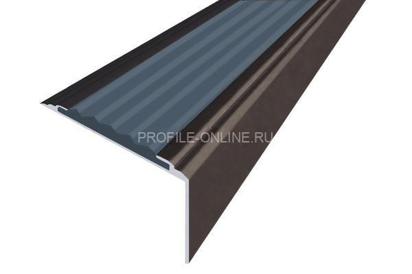 Алюминиевый угловой противоскользящий порог с резиновой вставкой 20х38 мм АУ-38-Коньяк серый 2,7 м