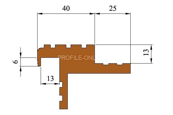 Угловой противоскользящий резиновый профиль БШ-40 оранжевый бухта 10 м