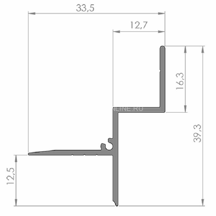 Потолочный теневой плинтус алюминиевый Диал ПТП-40 черный 3 м