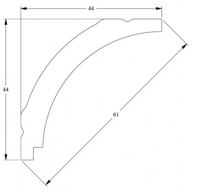 Гибкий потолочный плинтус Orac Decor Duropolymer CX109F белый полистирол 44х44 мм 200 см