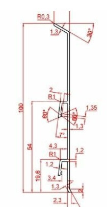 Плинтус для пола из алюминия с кабель-каналом 100 мм Евротрим F-100 2642.00 золото 295 см
