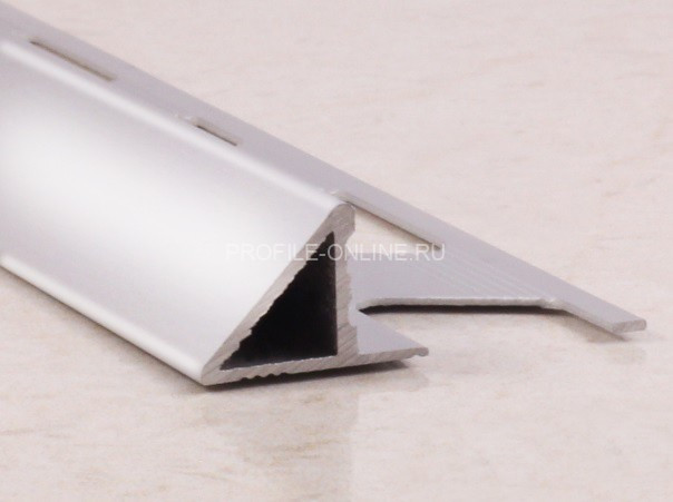 Алюминиевый профиль для плитки угловой ПО-05 серебро глянец 2,7 м