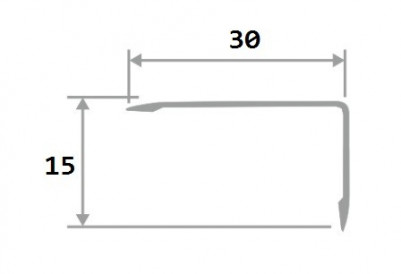 Уголок алюминиевый 15х30 мм ПН-30х15 серебро матовое 2,7 м